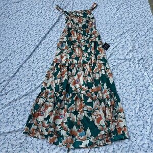 Lulu's Teal and Rust Floral Maxi Dress